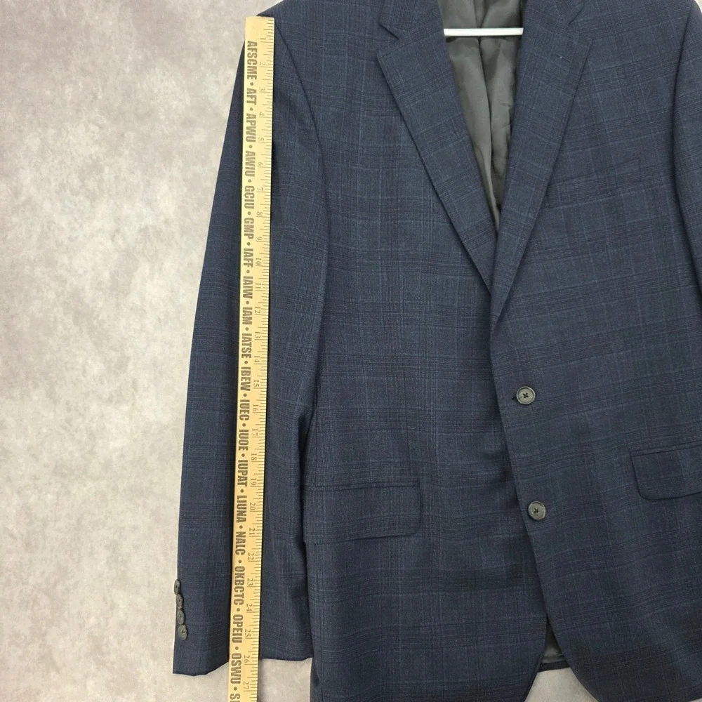 Cremieux‎ Performance Loro Piana Mens Wool Blazer 46L 40 Navy Plaid Sport Coat